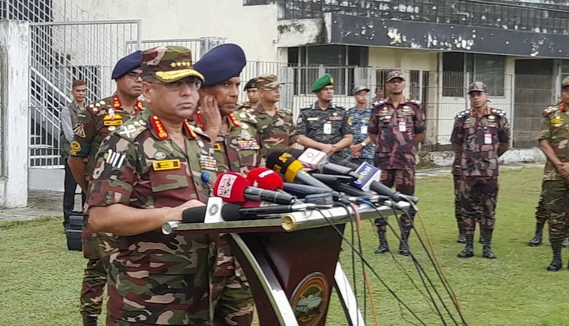 Chief of Army Staff General Waker-Uz-Zaman talks to the media